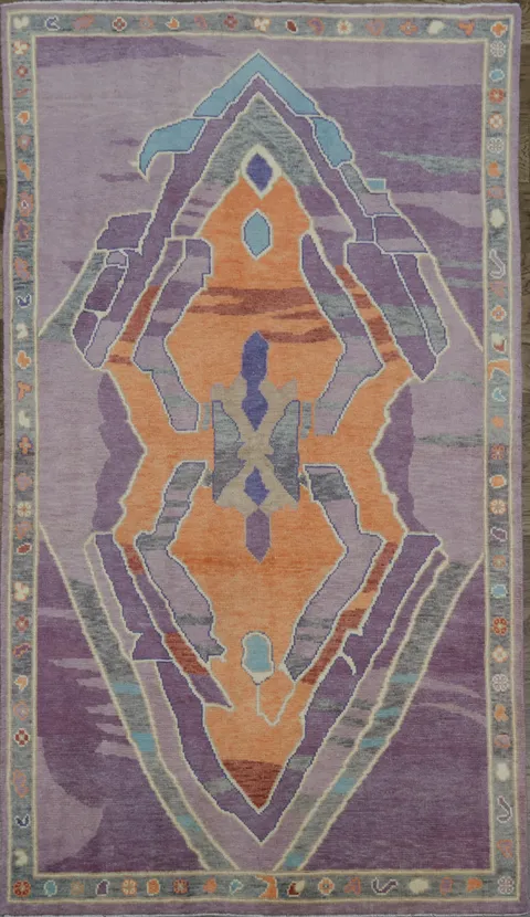 Vegetable Dye Purple Oushak Turkish Rug 4x7