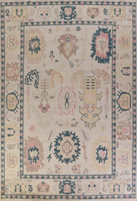Vegetable Dye Oushak Turkish Large Rug 10x14