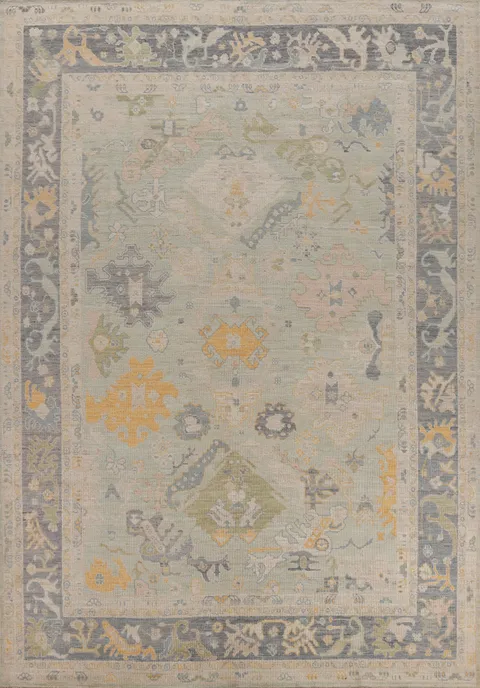 Vegetable Dye Oushak Turkish Area Rug 9x12