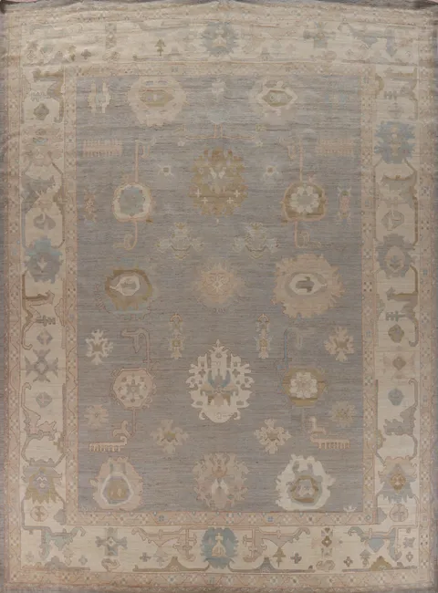 Vegetable Dye Oushak Turkish Large Rug 12x14