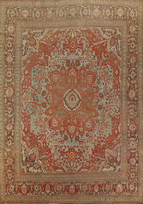 Pre-1900 Luxurious Handcrafted Tribal Design Large Rug in Earth Tones 11x15
