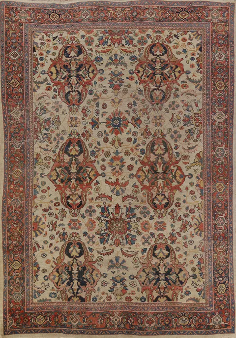 Pre-1900 Vegetable Dye Sultanabad Ziegler Persian Area Rug 9x12