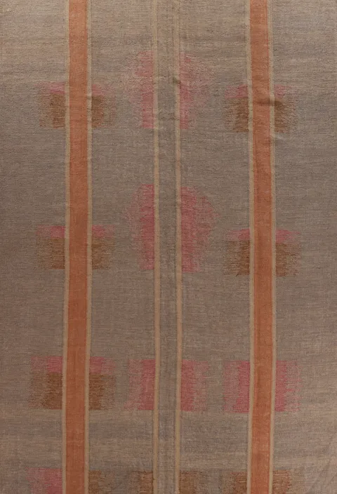 Contemporary Brown Jute Kilim Vegetable Dye Large Rug 10x14