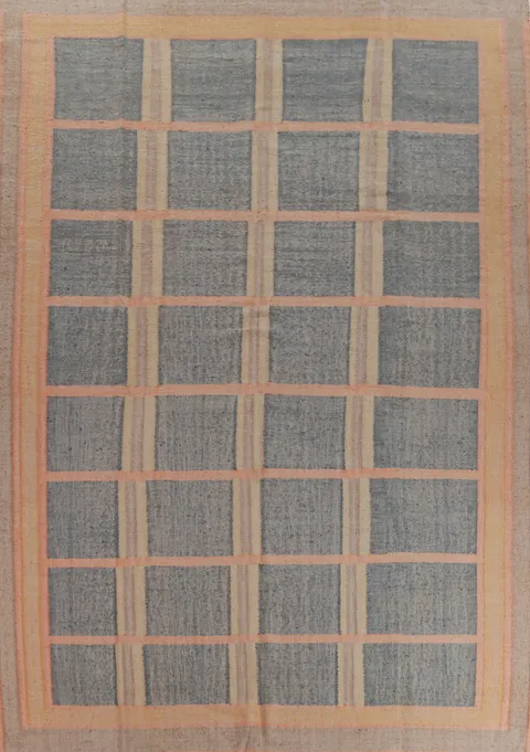 Vegetable Dye Modern Jute Kilim Turkish Area Rug 10x13