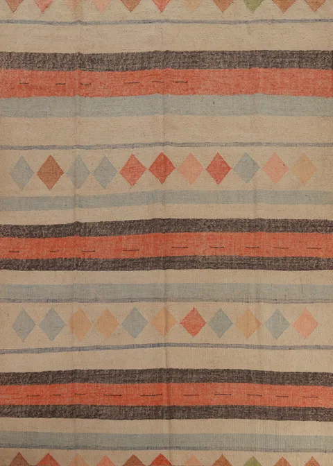Flat Weave Modern Kilim Vegetable Dye Area Rug 8x10