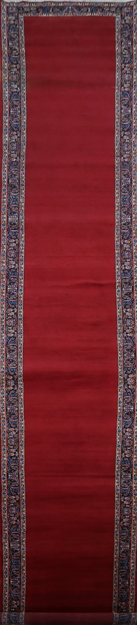 Vegetable Dye Red Solid Kashan Persian Runner Rug 3x33
