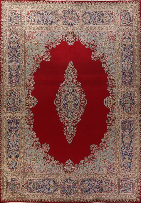 Vegetable Dye Red Kerman Persian Large Rug 13x17