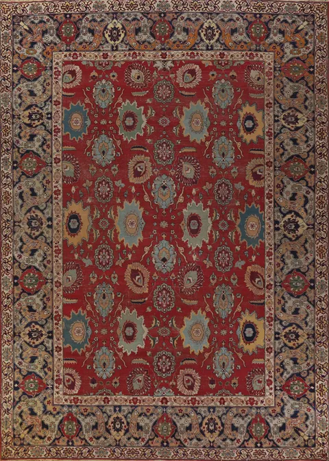 Pre-1900 Vegetable Dye Tabriz Persian Large Rug 10x14