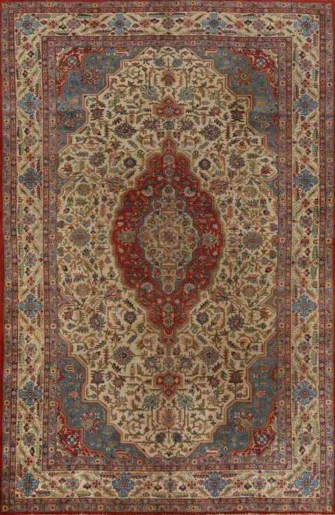 Antique Vegetable Dye Yazd Persian Area Rug 7x11