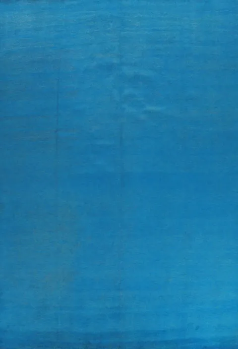 Sky Blue Solid Wool Gabbeh Vegetable Dye Large Rug 10x14
