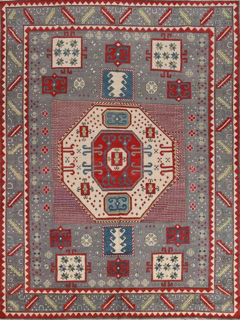 Handmade Wool Kazak Vegetable Dye Area Rug 8x10