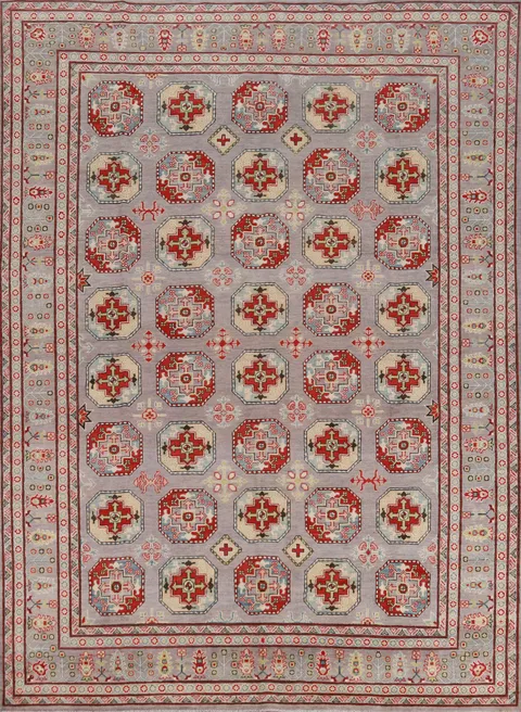 Geometric Gray Wool Kazak Oriental Area Rug 8x10