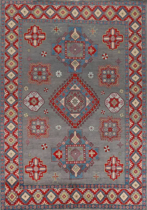 Geometric Wool Kazak Vegetable Dye Area Rug 8x10