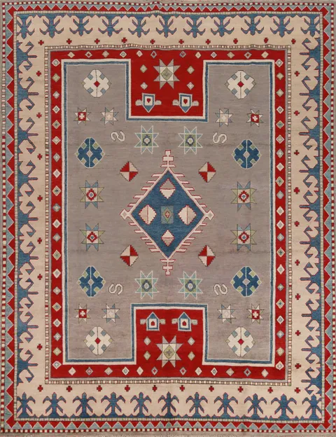 Vegetable Dye Wool Kazak Oriental Area Rug 8x10
