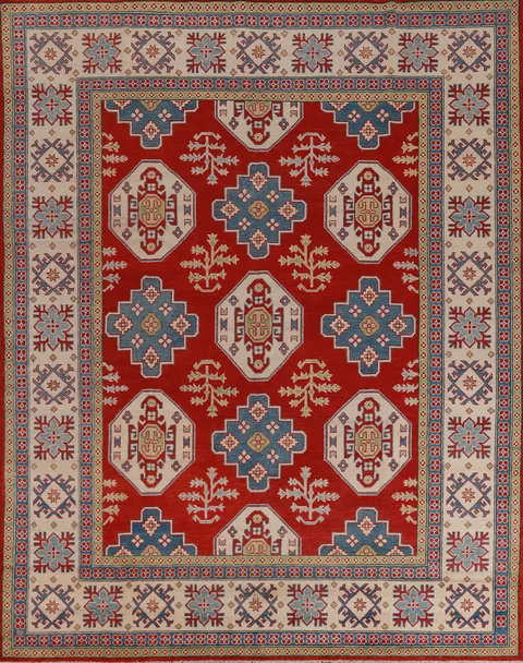 Red Vegetable Dye Kazak Oriental Area Rug 8x10