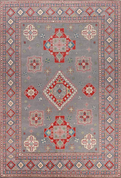 Gray Vegetable Dye Kazak Oriental Large Rug 10x14