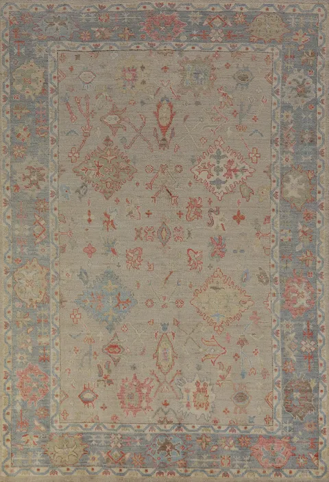 Vegetable Dye Wool Oushak Oriental Area Rug 6x9