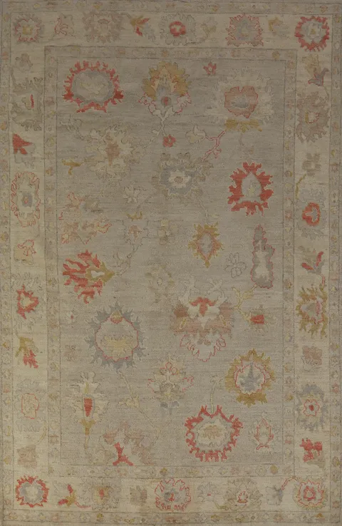 Handmade Floral Oushak Vegetable Dye Area Rug 6x9