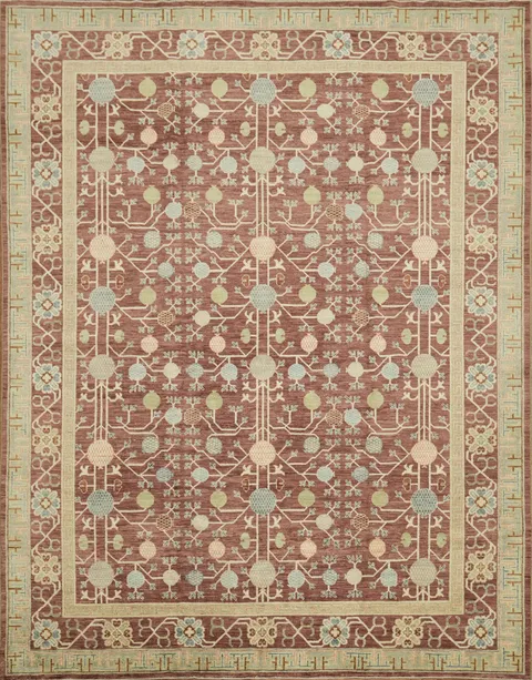 Reddish-brown Vegetable Dye Oushak Turkish Rug in Warm and Soothing Colors 9x12
