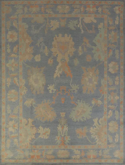 Handmade Blue Oushak Vegetable Dye Area Rug 8x10