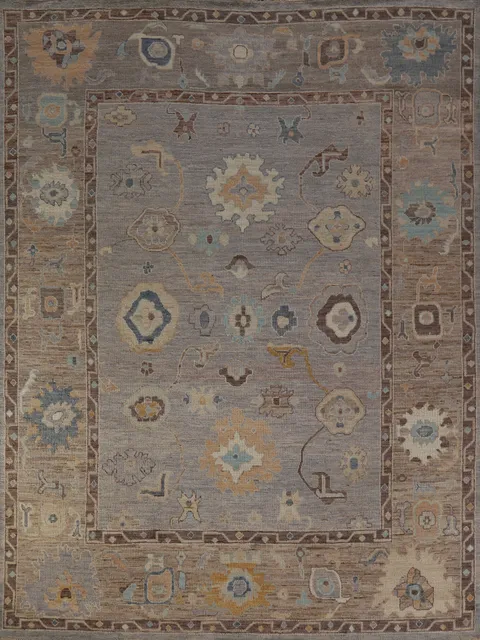 Vegetable Dye Gray Oushak Turkish Area Rug 8x10