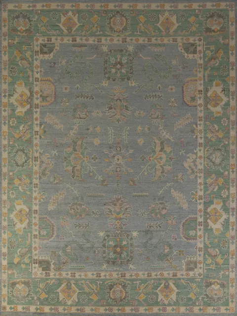 Blue & Green Handmade Oushak Vegetable Dye Area Rug 8x10