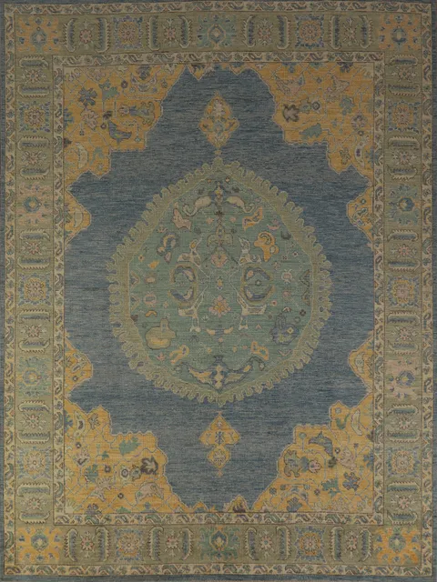 Vegetable Dye Blue Oushak Oriental Area Rug 8x10