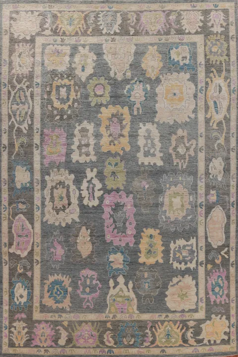 Handmade Floral Oushak Vegetable Dye Large Rug 10x14