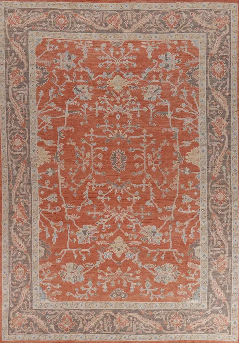 Vegetable Dye Wool Oushak Turkish Area Rug 9x12
