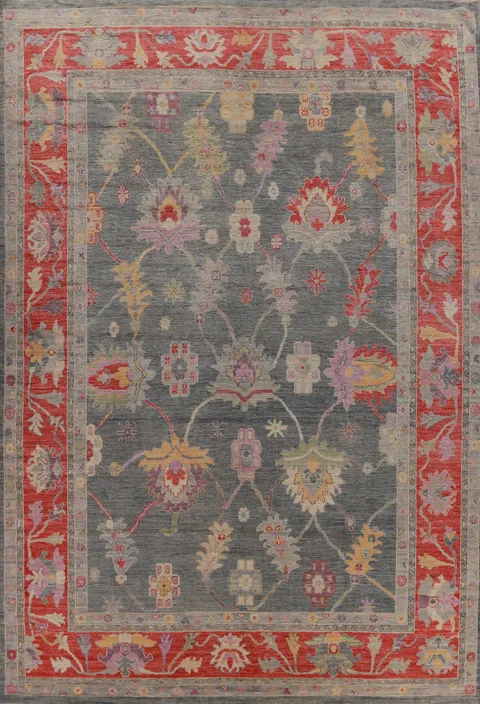 Vegetable Dye Floral Oushak Oriental Large Rug 10x14
