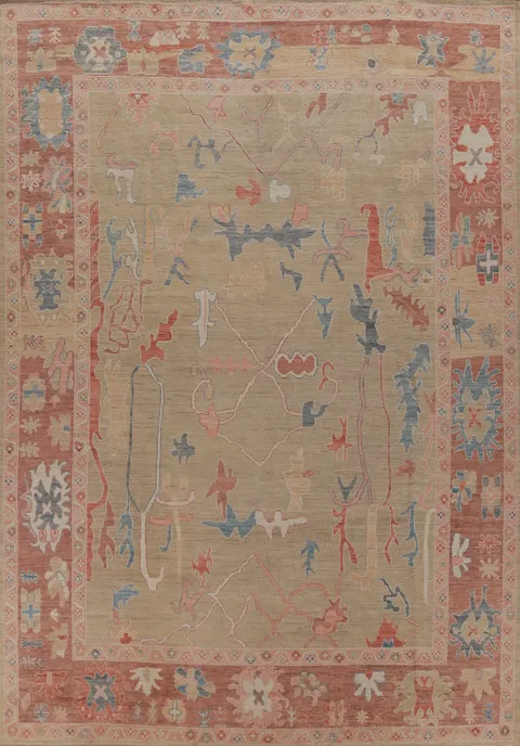Handmade Wool Oushak Vegetable Dye Area Rug 9x12