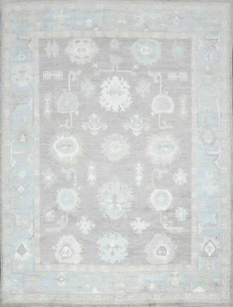 Vegetable Dye Pastel Color Oushak Turkish Area Rug 9x12