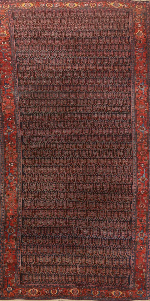 Pre-1900 Antique Vegetable Dye Bidjar Persian Large Rug 7x18