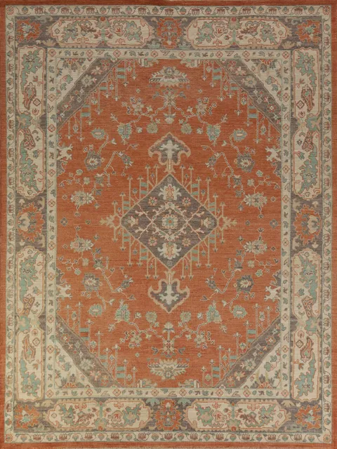 Handmade Orange Oushak Vegetable Dye Area Rug 8x10