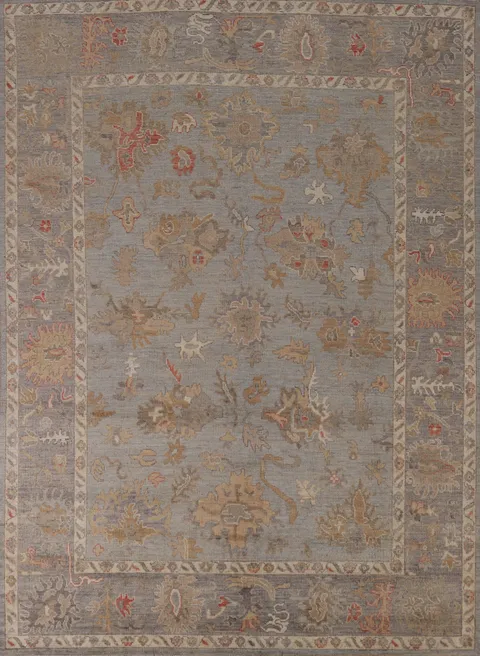 Vegetable Dye Floral Oushak Turkish Area Rug 8x10