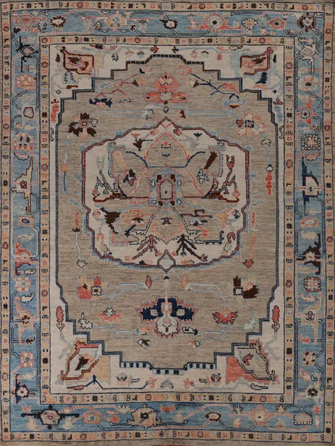 Vegetable Dye Wool Oushak Turkish Area Rug 8x10
