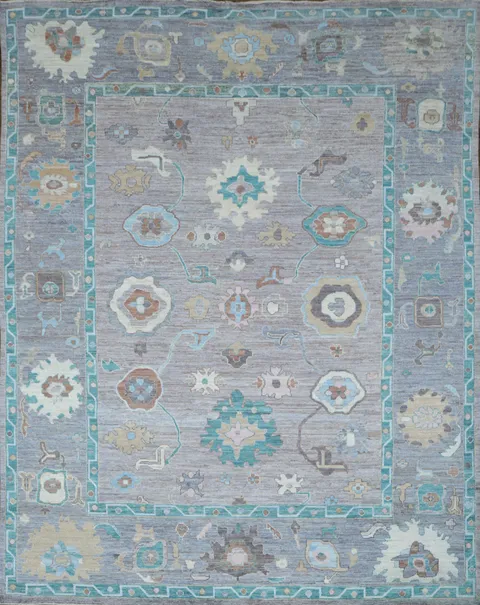 Vegetable Dye Oushak Turkish Area Rug 9x12