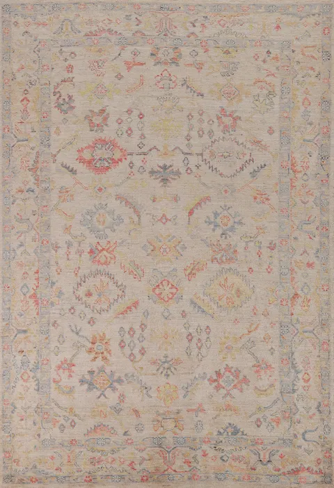 Vegetable Dye Oushak Turkish Area Rug 6x9