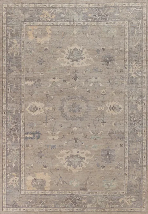 Vegetable Dye Wool Oushak Turkish Area Rug 9x12