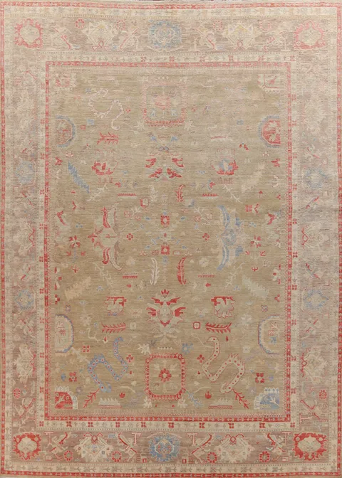 Vegetable Dye Oushak Turkish Large Rug 12x15