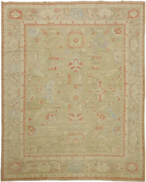 Vegetable Dye Oushak Turkish Large Rug 12x15