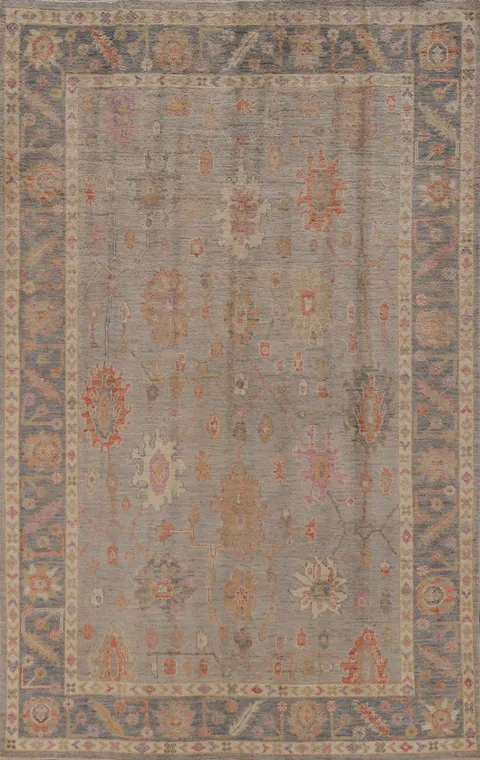 Vegetable Dye Wool Oushak Turkish Area Rug 6x9