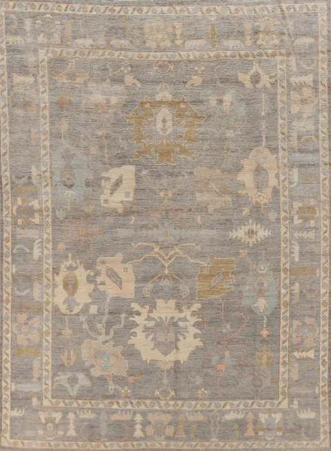 Vegetable Dye Gray Oushak Turkish Area Rug 8x10
