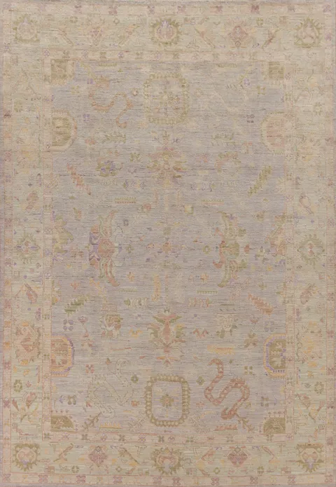 Vegetable Dye Light Purple Oushak Turkish Area Rug 9x12
