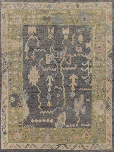 Vegetable Dye Gray Oushak Turkish Area Rug 8x10