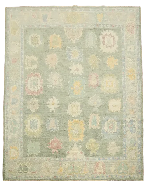 Vegetable Dye Floral Oushak Turkish Area Rug 8x10