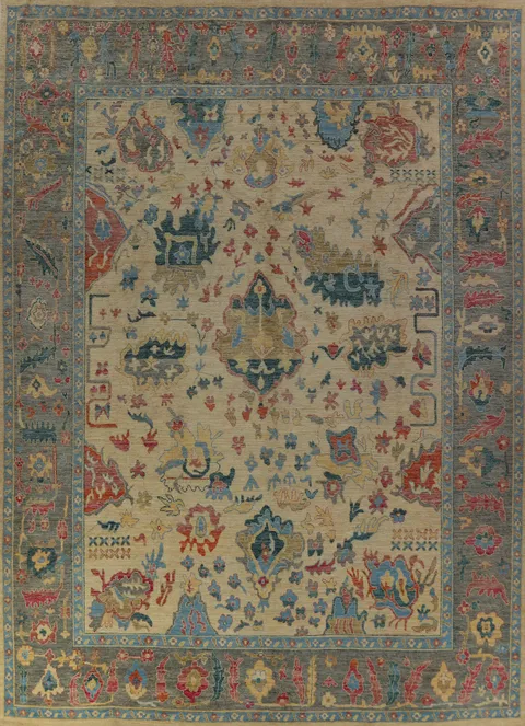 Vegetable Dye Wool Oushak Turkish Large Rug 12x15