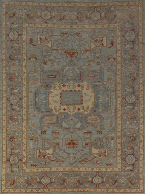Vegetable Dye Blue Oushak Turkish Area Rug 8x10