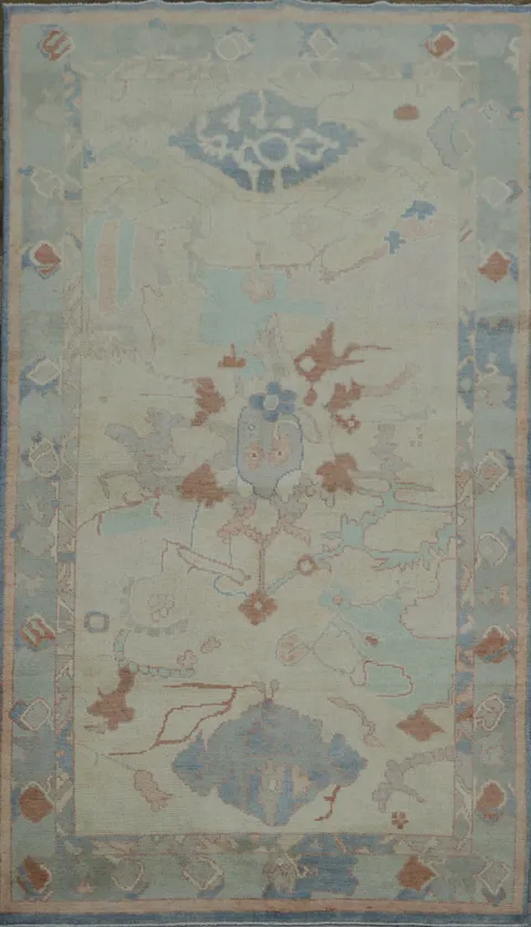 Vegetable Dye Golden Oushak Turkish Rug 4x7