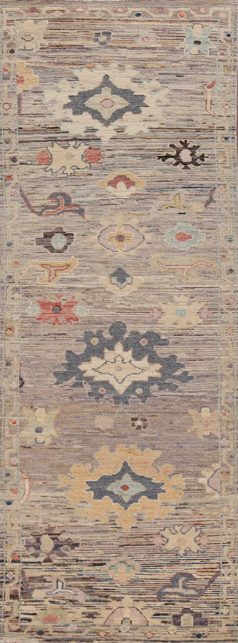 Vegetable Dye Oushak Turkish Runner Rug 3x10